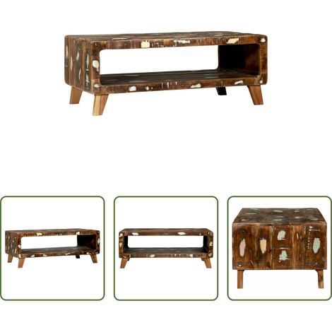 Holz Couchtisch - Couchtisch 90 x 50 x 35 cm Massives upgecyceltes Holz (1/5)