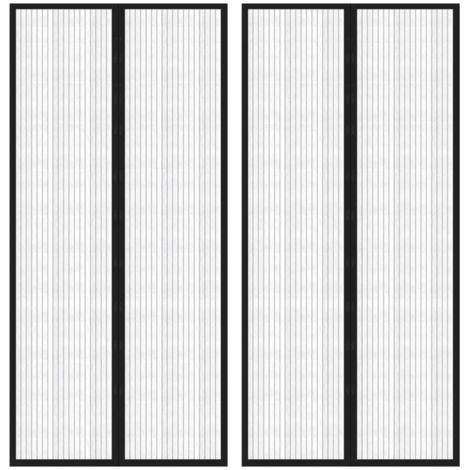Rideaux de porte anti-insectes 2 pcs et aimants noir 220x110 cm
