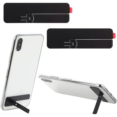 Lot de 2 béquilles Invisibles Ultra Fines pour téléphone - Positionnement Vertical Horizontal réglable - Support de téléphone en métal Compatible avec n'importe Quel téléphone Portable
