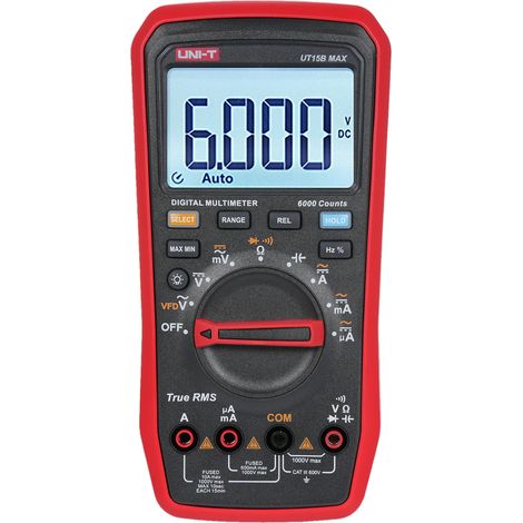 Multimètre Numérique Uni-T UT15B MAX 1000 V 6000 Points, Testeur de Variateurs Fréquence (vfd), Mesure Tension et Courant AC Dc, Résistance, Capacité (1/5)