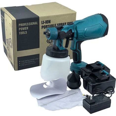 Pistolet à peinture électrique rechargeable sans fil, bleu – 3 modes de pulvérisation – Pour peinture maison, rénovation intérieure et mobilier de jardin (1/5)