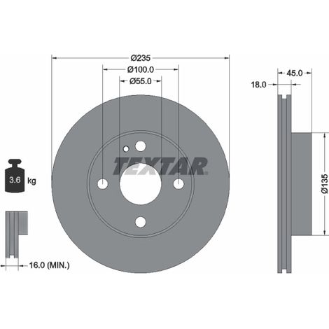 Lot de 2 Disques de frein Textar 92061500 EUNOS B25Y3325XB B4583325XA KDX503325X