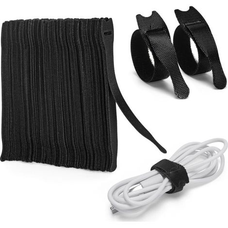 Lot de 120 Serre Câble en Nylon, [150 MM x 12 MM] Attaches de Câble Réglables avec Crochet et Boucle, Gestion des Câbles (1/5)