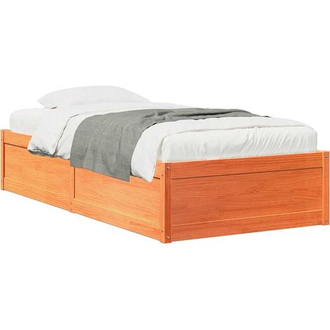 Maison Exclusive - Massivholzbett ohne Matratze Wachsbraun 100x20
