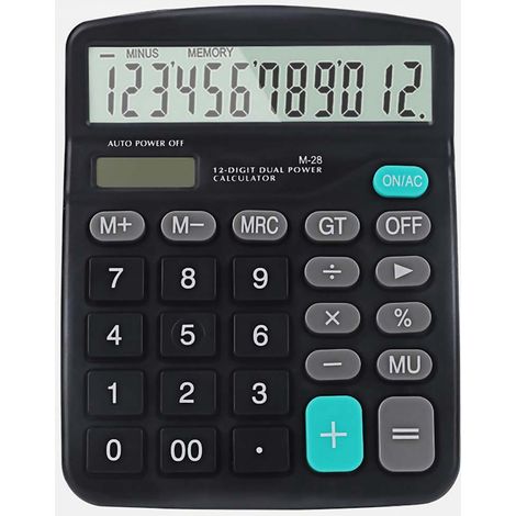 12 Digit Dual Power Basic Calculator Handheld Desktop Calculator with Large LCD Display Big Sensitive Button