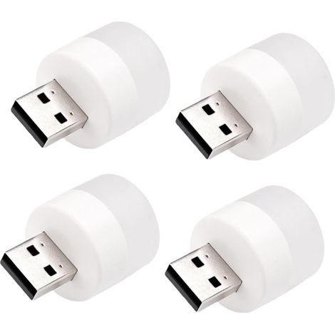 Veilleuse LED USB Mini Lampe Ronde Portable Lot de 4 Lumière Chaude pour Chambre à Coucher Table de Nuit Utilisation Maison Prise USB sans Câble de Charge (1/5)