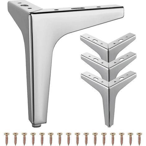 Ensemble de pieds de support de canapé argentés modernes de 17 cm (1/5)