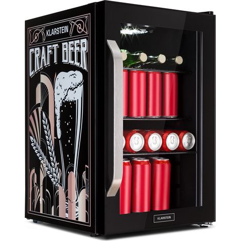 Klarstein Nevera Beersafe 70 Craft Beer Edition 70 litros 3 estantes Puerta panorámica de cristal Acero inoxidable