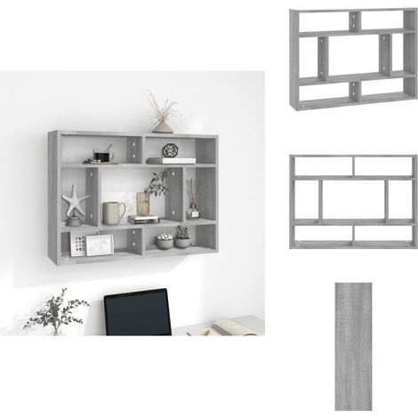 Étagère murale Sonoma gris 75x16x55 cm Bois d'ingénierie - Étagère Murale - Étagère Cube - Rangement Mural - Décoration Murale - Étagère Design (1/5)