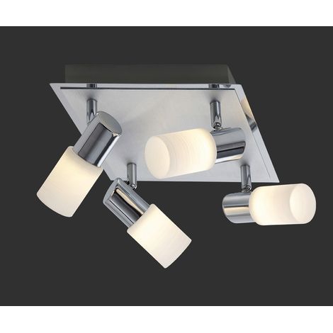 Clapton Foco Cuadrado 4 Spot Led Cromado Y Cristal Blanco 23x23 cm Trio Lighting