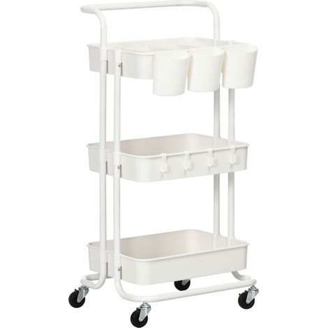Chariot de cuisine desserte CARTNEY blanc (1/5)