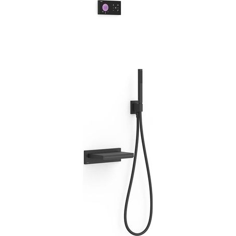 TRES 09288556NM SHOWER TECHNOLOGY Kit Grifo Termostático Electrónico Empotrado 2 Vías para Baño Ducha Negro Mate - ref: 09288556NM