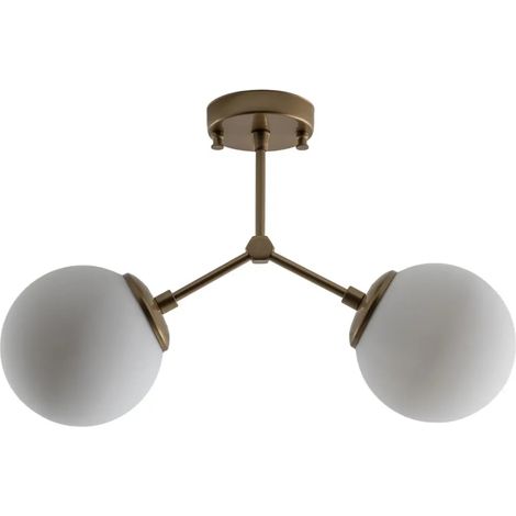 [NEUWERTIG] B-Ware Opviq Deckenleuchte Lampe Glas Gold Opal Damar Metall 2 Flammig E27 Led Leuchte