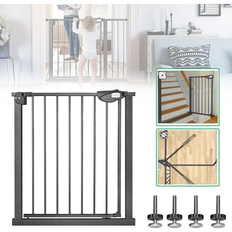 AUFUN 75-85cm Stair Protection Grille Children Grille d'ouverture bidirectionnelle, Grilles de protection de porte sans forage, pour enfants, Noir