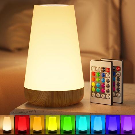 Veilleuse avec télécommande, veilleuse tactile à intensité variable avec 13 couleurs et 3 modes et minuterie, lampe rechargeable USB pour chambre à coucher, chambre d'enfant, fonction minuterie, sans 