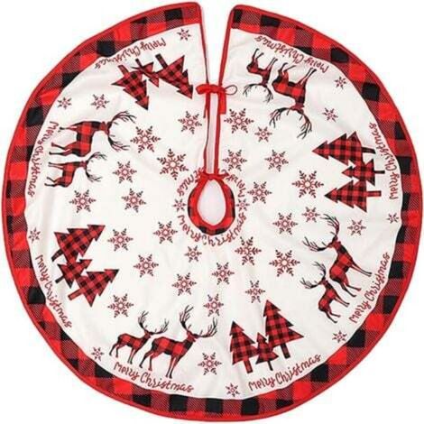 [NEVER USED] Red and White Christmas Tree Skirt, 90cm Decorative Tree Cover, Carpet Cover for Decorations and Party Decorations