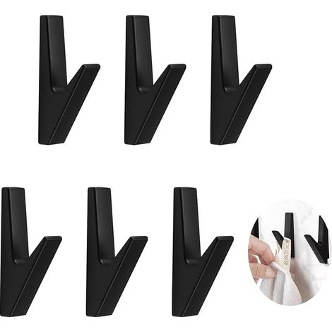 Lntyq 6PCS patere murale salle de bain,porte manteau mural,crochet salle de bain,pour cuisine, crochet salle de bain,bureau, placard, aluminium,capacité de charge jusqu'à 20 kg - Noir (1/5)