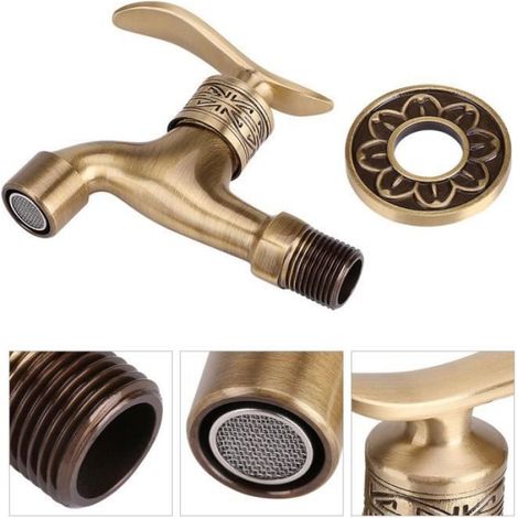 Robinet Mural - Laiton Massif - Filetage G1/2 - Pour Machine À Laver Et Salle De Bain - 11 X 9 Cm (1/4)