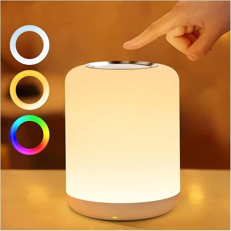 Lampada da comodino a LED con 256 colori RGB, timer di 1 ora, ricaricabile tramite USB, per camera da letto e soggiorno, adatta ad adulti e bambini - Crezuo