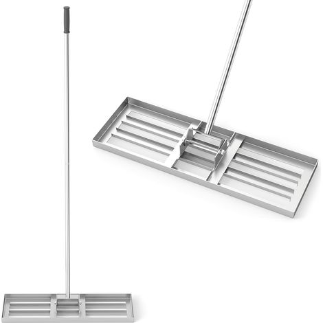 GOPLUS Râteau de Nivellement de Pelouse, Râteau de Jardin avec Poignée Antidérapante de 2 Sections, Raclette à Gaezon pour Cour, 75 x 25CM (Argent) (1/5)