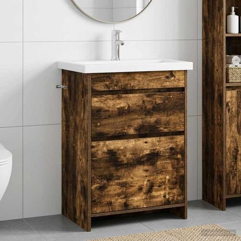 vidaXL Badezimmermöbel-Set Geräucherte Eiche 61 x 40 x 84,5 cm (1/5)