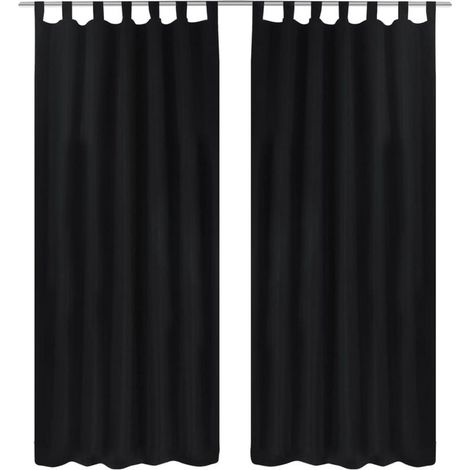 Rideaux en satin, ensemble de 2 pièces, 140 x 245 cm, noirs (1/4)