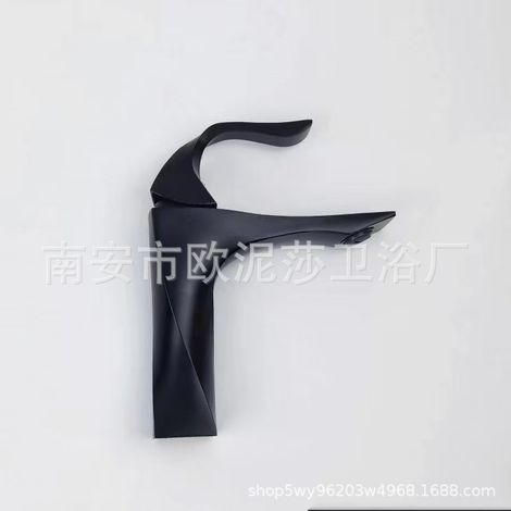 Cross-border hot and cold water basin faucet, bathroom splash-proof zinc alloy twisted raised bathroom sink faucet - black low model