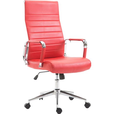 Sedia da ufficio in sintetico rosso con seduta girevole imbottita BUR10244