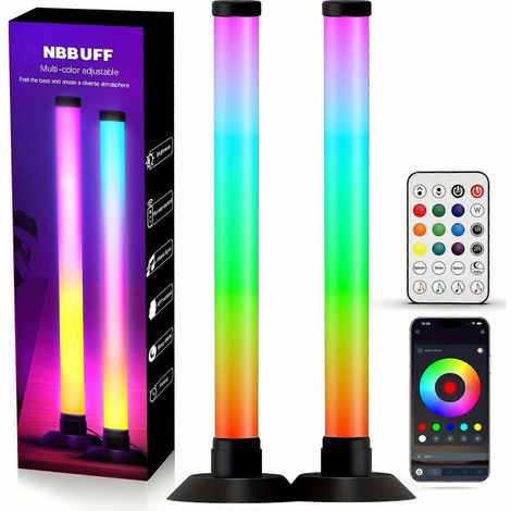 Lot de 2 barres lumineuses LED RGBIC, barre lumineuse intelligente avec 8 modes d'éclairage, 16 millions de couleurs, synchronisation musicale, alimentation USB, idéale pour rétroéclairage TV ou salle (1/5)