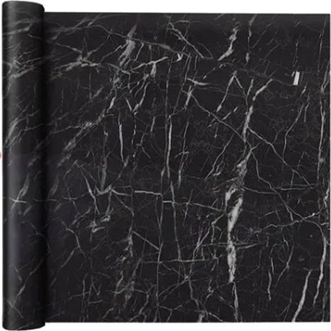 Papier peint marbré noir adhésif 40x300cm pour décoration bureau maison