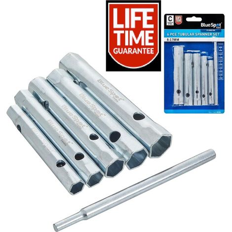BLUESPOT TUBULAR BOX SPANNER 6PC WRENCH SOCKET SET & BAR 8mm-17mm 04301