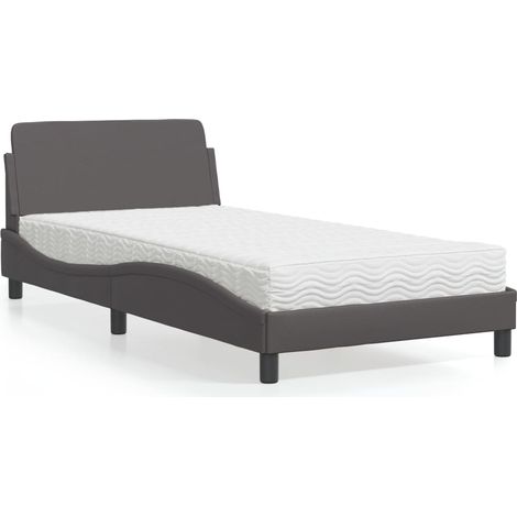 Bett mit Matratze "Dover" Grau 100x200 cm Kunstleder vidaXL (1/5)