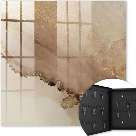 Armoire à clés - (30 cm x 30 cm) - Boîte à clés murale - Coffret de rangement pour clés - Couleur noire - Ouverture vers la gauche - Pour maison et bureau - Abstraction artistique (1/5)