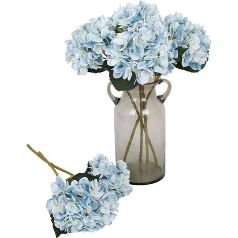 APEX 6 Pcs Soie Hortensia Fleurs Artificielles Réaliste Hortensia Fleurs Bouquet pour Fête De Mariage Bureau Décor À La Maison (Bleu) (1/5)