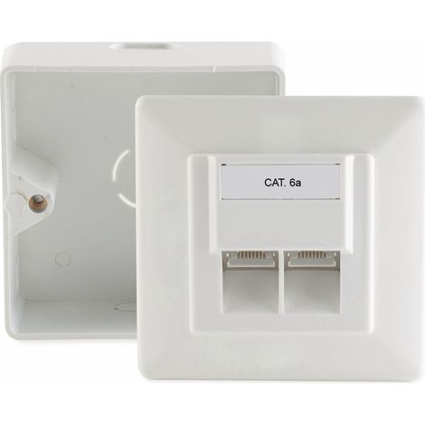 Prise de connexion S-IMPULS CAT.6a, double, AP/UP, blanc pur
