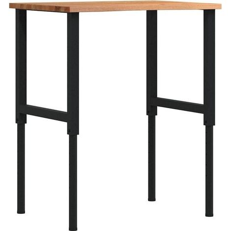 Établi en chêne massif brun clair, mesurant 80 x 60 x (71,5-98) cm.