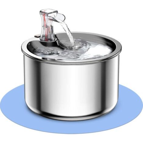 Fontaine à Eau pour Chat Chien, Distributeur Eau pour Chat Ultra Silencieux, Fontaine à Boire Automatique en Acier Inoxydable (1/4)