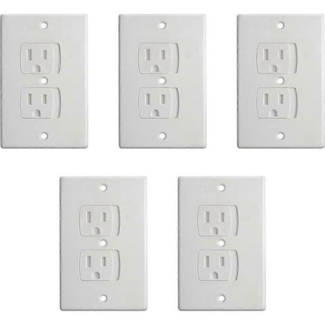 Cache-prise électrique blanc, protection enfant, couvercle auto-fermant (1/5)