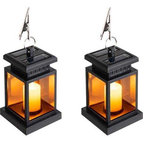 1 Lanterne funéraire solaire, plastique noir, LED jaune clignotant, pour tombe cimetière extérieur (1/5)