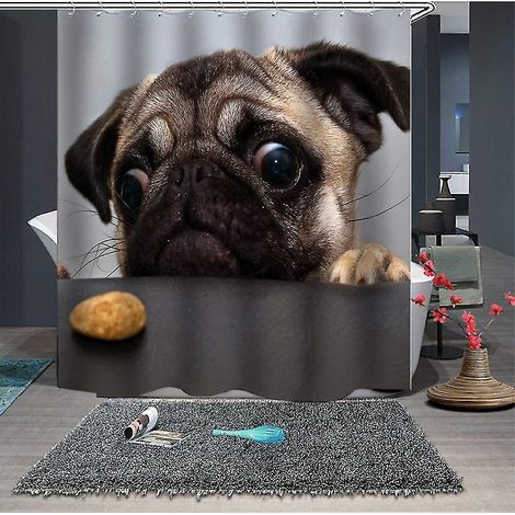 Rideau de douche numérique pour chien, 150x180 cm (1/3)