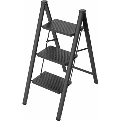 COSTWAY Marchepied Pliable Métallique à 3 marches, 41,5 x 69 x 86,5 cm