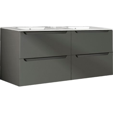 Kibath Mueble de baño con Lavabo VICTORIA 120x45 cm acabado GRAFITO mate 2 cajones suspendido (1/5)