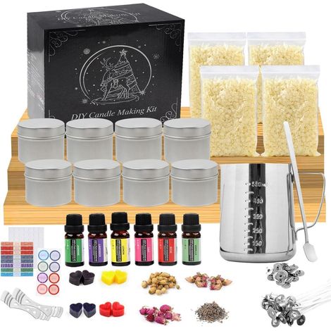 Kit de fabrication de bougies DIY avec cire d'abeille naturelle et parfums variés (1/5)