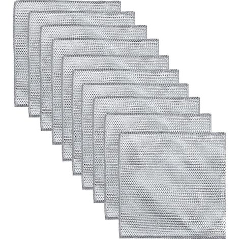 (Paquet de 10 pièces) Chiffon de nettoyage en métal – Éponge métallique élimine les taches tenaces, chiffon à vaisselle multifonctionnel en fil de métal, réutilisable. (1/5)
