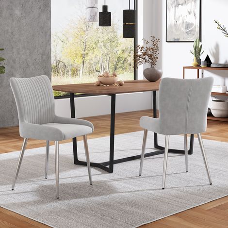 Grauer Samt-Esszimmerstuhl, 2er-Set, 85 x 58 x 47 cm, mit Armlehnen HAVRYA (1/5)
