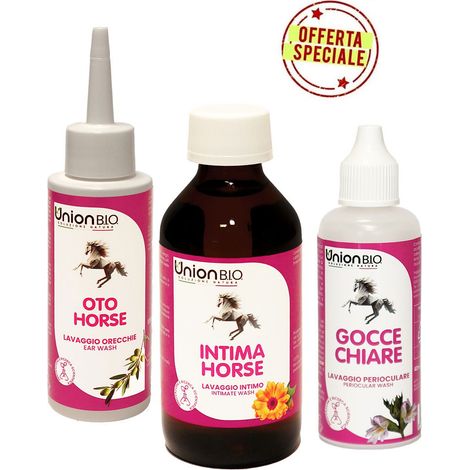 KIT PARTI DELICATE: OTO HORSE 100 ml  più  INTIMA HORSE 100 ml  più  GOCCE CHIARE 40 mL