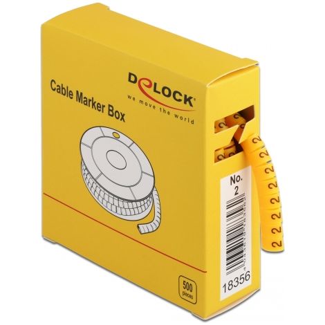 Delock Caja de marcadores de cables, No. 2, amarillo, 500 unidades