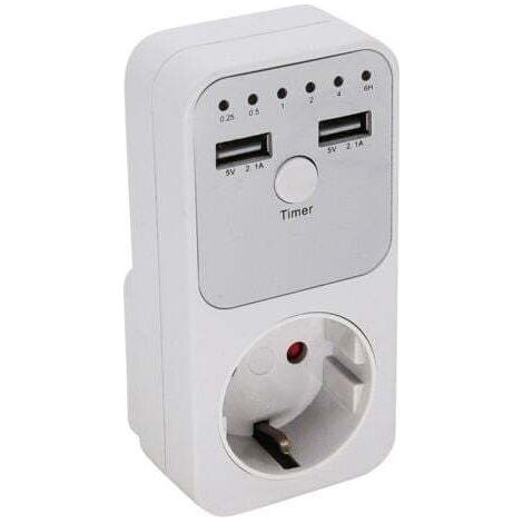 Prise de courant multifonctionnelle à compte à rebours intelligente avec 2 ports USB Interrupteur de contrôle du temps pour appareils électriques domestiques-- (1/5)