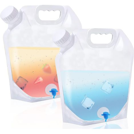 Faltbarer Wasserbehälter, 2er-Set, 10 Liter, mit Zapfhahn, tragbarer Wasserbeutel, Wasserreservoir für Trinkwasser, Notreserve, Camping, Outdoor-Ausflüge