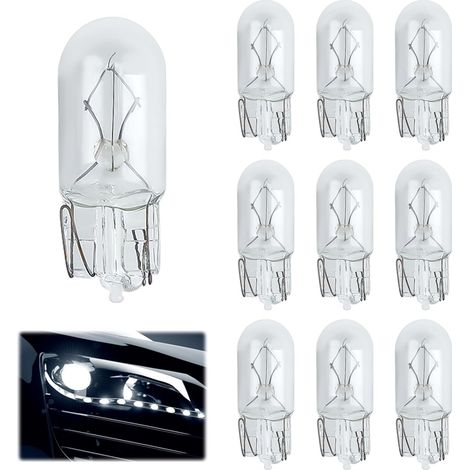 10 Packs 501 W5W T10 Car Bulbs, Side Car Light Bulbs, W5W Bulb for Enhanced Interior & Exterior Lighting, 12V 5W Car Light Bulbs, Fit for Sidelights License Plate Reverse Parking Dashboard Lamps (1/5)